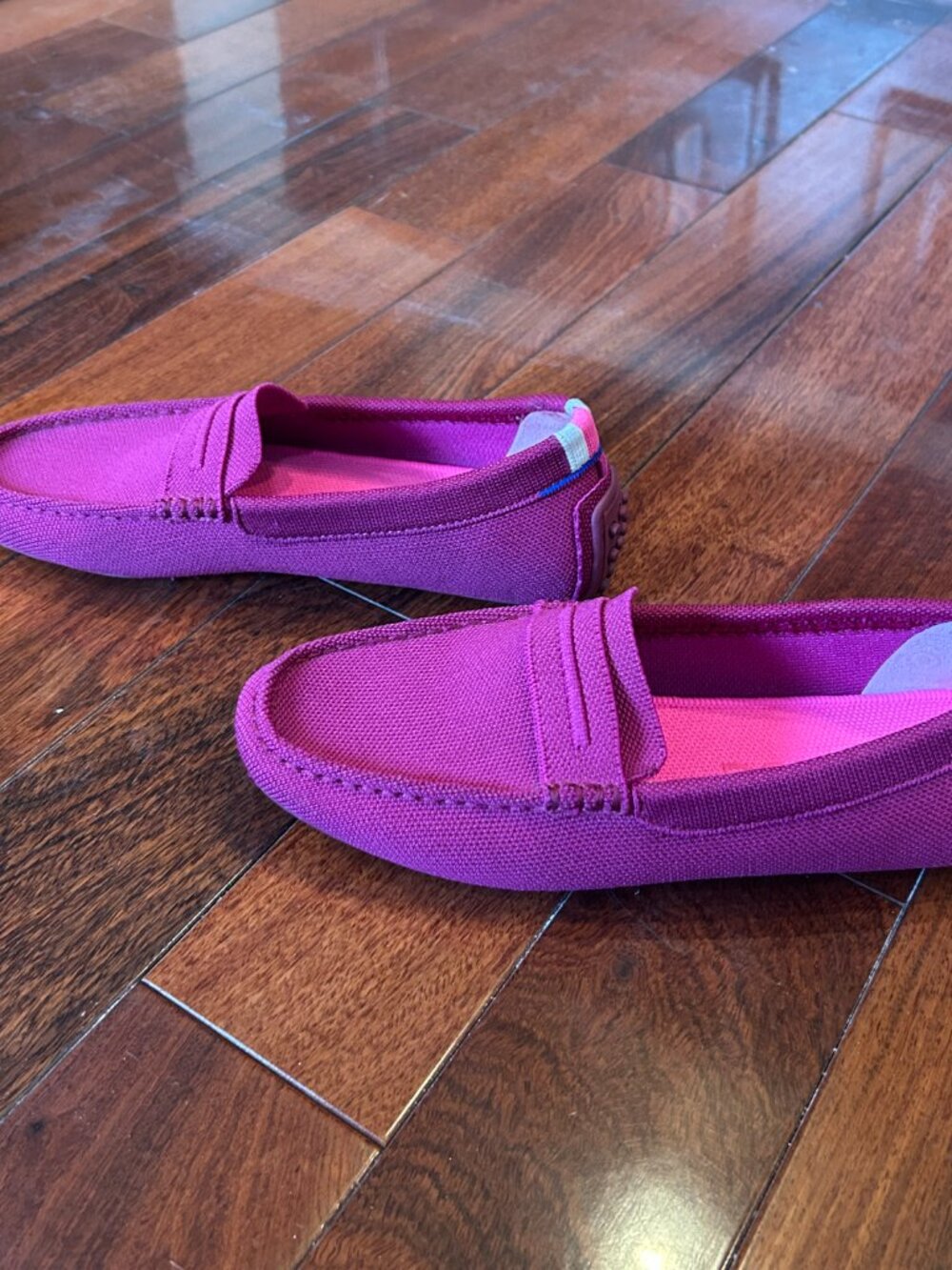 Rothy’s Womens Size 9 Loafers Berry Pink Magenta Knit Penny Driving Flats Shoes - Picture 4 of 6